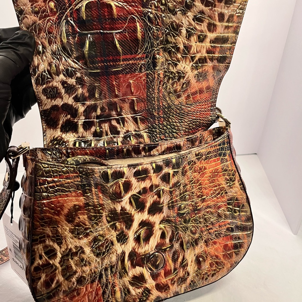 Brahmin Leopard Holiday Print Patchwork Crossbody… - image 5
